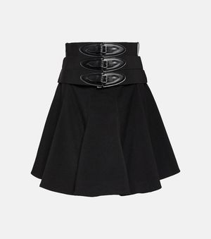 Alaïa Belted Wool Miniskirt - Black