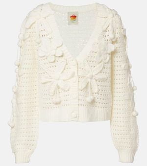 FARM Rio Crochet Flowers Open-Knit Cardigan - Natural