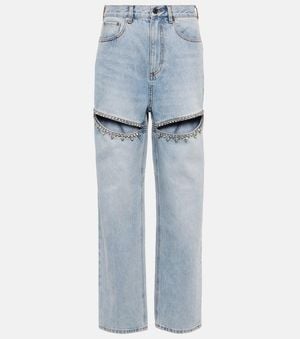 Area Crystal-Embellished Straight Jeans - Blue