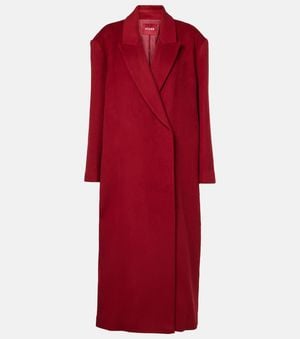 STAUD Serge Wool-Blend Overcoat - Red
