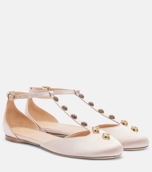Chloé Celeste Embellished Satin Flats - Pink