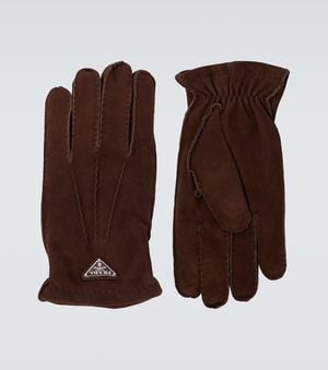 Prada Handschuhe Aus Veloursleder - Braun