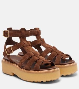 Prada Suede Platform Fisherman Sandals - Brown