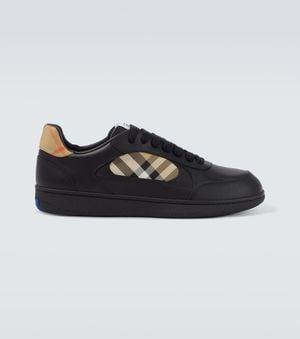 Burberry Check Leather Sneakers - Black