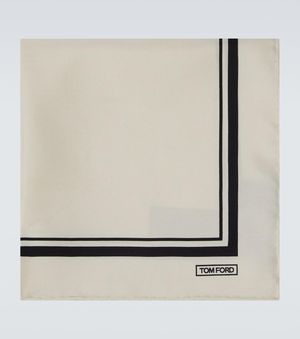 Tom Ford Printed Silk Twill Pocket Square - White