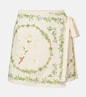 Agua Bendita Luna Floral Linen Beach Cover-Up - Metallic