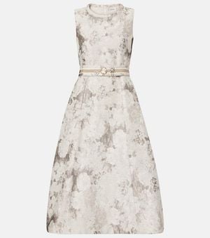 Max Mara Cotton-Blend Jacquard Midi Dress - Natural