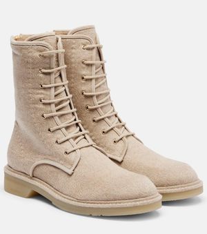 Max Mara Bottines Baker En Cachemire Et Cuir - Neutre