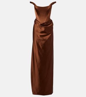 Vivienne Westwood Robe Longue Nova Camille En Satin - Marron