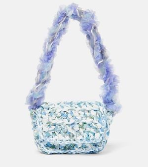 SUSAN FANG Mini Crochet Lace Shoulder Bag - Blue