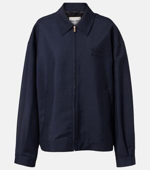 Miu Miu Mohair And Wool Blouson Jacket - Blue