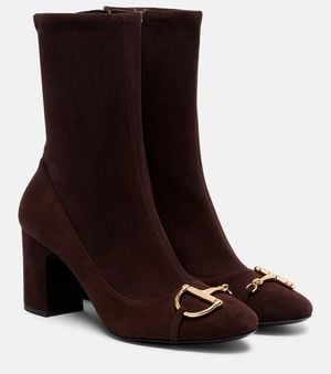 Gucci Alfa Horsebit Suede Ankle Boots - Brown