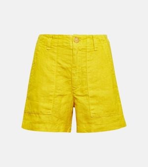 Velvet Shorts Fallon De Lino - Amarillo
