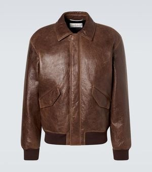 Saint Laurent Bomberjacke Aus Leder - Braun