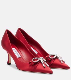 Jimmy Choo Auria 70 Embellished Satin Court Shoes - Red