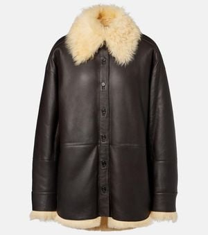 Acne Studios Lessora Shearling-Trimmed Leather Jacket - Black