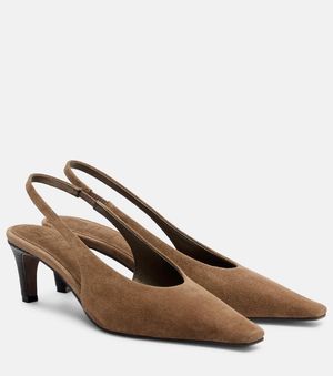 Brunello Cucinelli Suede Slingback Pumps - Brown