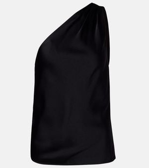 Tom Ford One-Shoulder Crepe Satin Top - Black