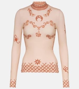 Marine Serre Henna Print Top - Blue