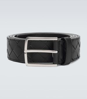 Bottega Veneta Intrecciato Leather Belt - Black