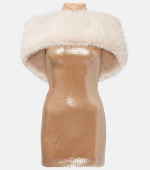 David Koma Sequined Minidress - Natural