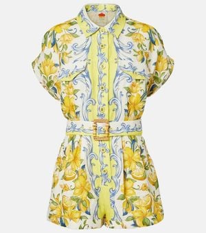FARM Rio Bedruckter Playsuit Aus Leinen - Mettallic