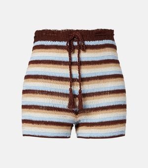 Anna Kosturova Striped Cotton Crochet Shorts - Multicolour