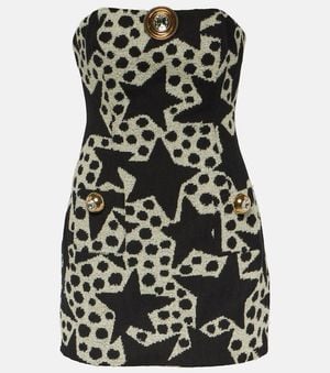 Area Jacquard Strapless Cotton-Blend Minidress - Black