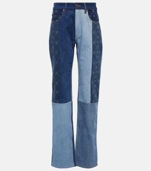 Marine Serre Moonogram Patchwork Straight Jeans - Blue