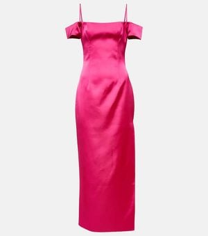 Rasario Off-Shoulder Satin Gown - Pink