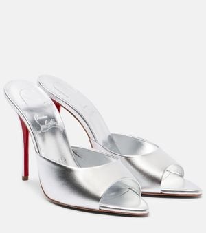 Christian Louboutin Mules Miss Z 100 De Piel Metalizada - Blanco