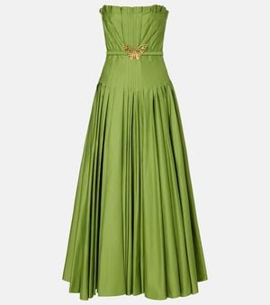 Oscar de la Renta Pleated Cotton Gown - Green