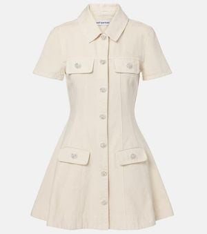 Self-Portrait Denim Minidress - Natural