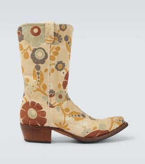 Prada Bottines Santiags En Toile A Fleurs - Multicolore