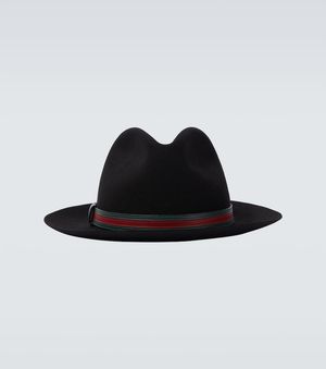 Gucci Sombrero Panama Tribanda Web De Lana - Negro