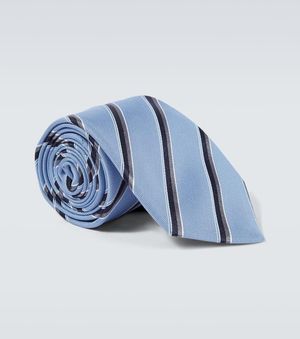 Canali Striped Silk Tie - Blue