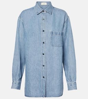 The Row Nesson Oversized Linen Denim Shirt - Blue