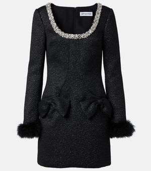 Self-Portrait Abito Corto Con Lame E Paillettes - Nero