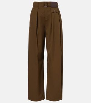 Loewe Weite High-Rise-Hose Aus Baumwolle Und Seide - Braun