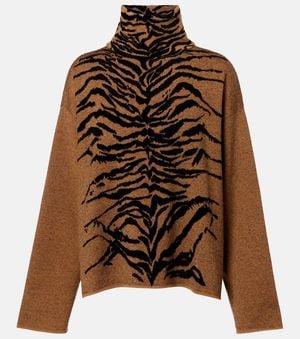 Alaïa Jacquard Turtleneck Sweater - Brown