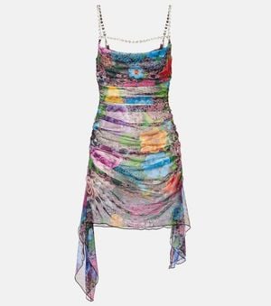 Area Crystal-Embellished Tulle Minidress - Blue