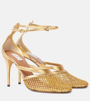 Alaïa Pumps Infradito Fishnet 90 Aus Metallic-Leder - Mettallic