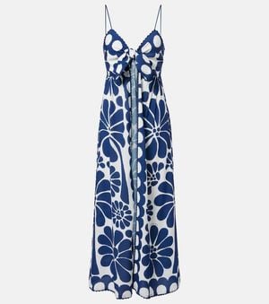 FARM Rio Palermo Floral Scalloped Beach Cover-Up - Blue