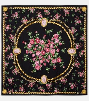 Dolce & Gabbana Floral Silk Scarf - Black