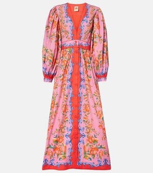 FARM Rio Sicily Flowers Cotton Shirt Dress - Red