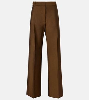 Rohe Gerade High-Rise-Hose Aus Wolle Und Mohair - Braun