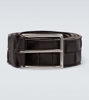 Bottega Veneta Maxi Intreccio Leather Belt - Black