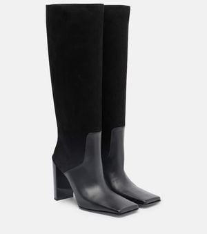 Alaïa 90 Leather And Suede Knee-High Boots - Black