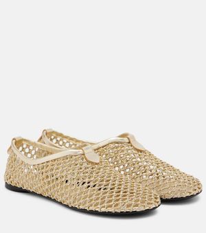 Loro Piana Floaty Fishnet Ballet Flats - Natural