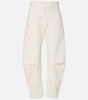 Nili Lotan Shon Corduroy Barrel-Leg Pants - White